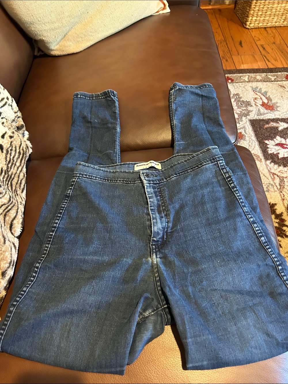 American Apparel Blue Denim Jeans with Front Button